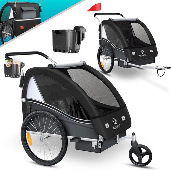 Kinderfahrradanhänger - Buggy-Anhänger - Für aktive Familien - 2-in-1-Funktion - Max. 40 kg - Schwarz