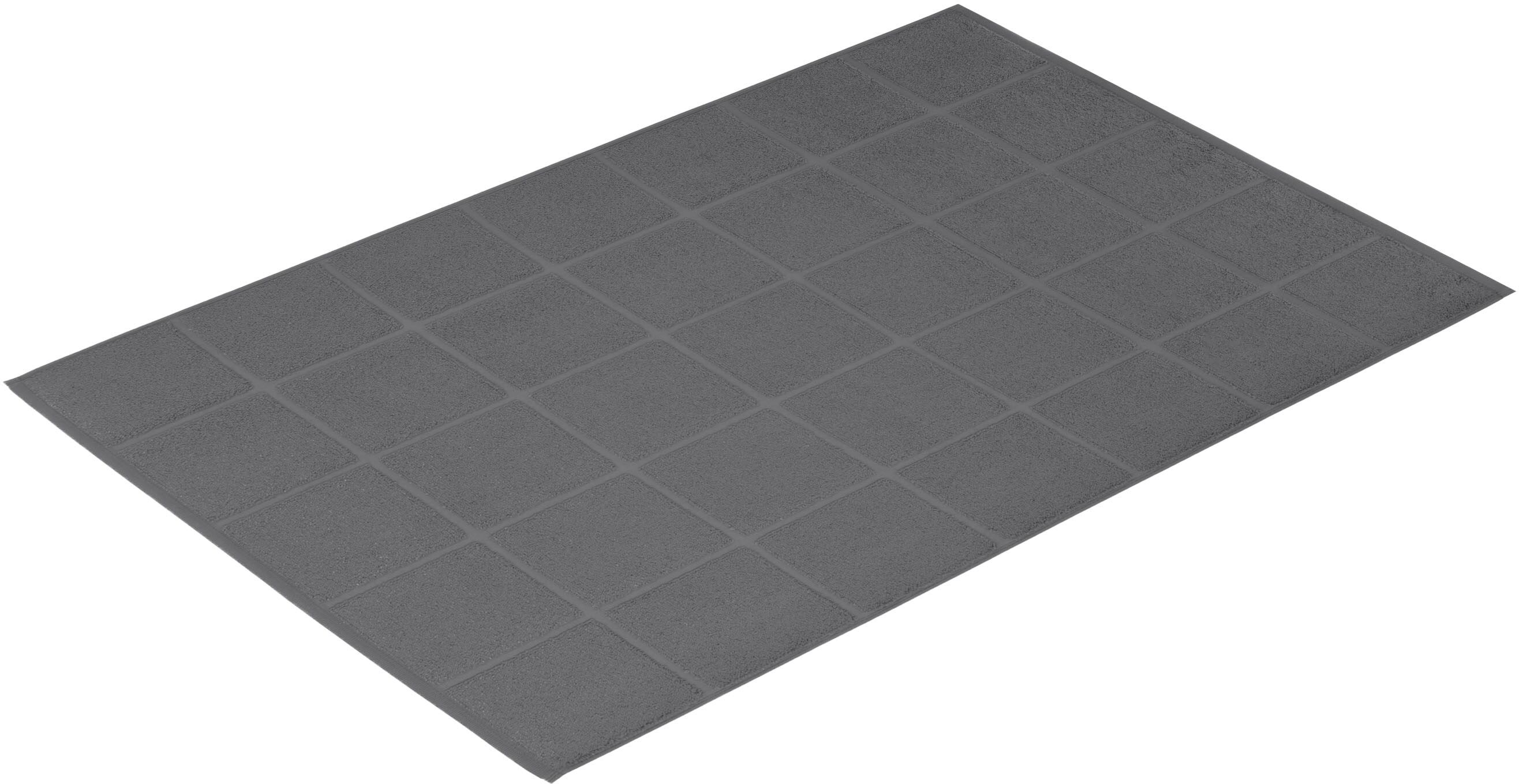 Badematte VOSSEN "»Pratos«", grau (flanell), H:12mm, Baumwolle, Badematten, Badematte, Badteppich, Uni Farben, Rauten Design flanell rechteckig (60cm x 90cm )