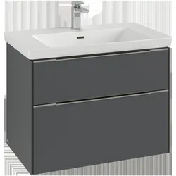 Villeroy & Boch Subway 3.0 Waschbeckenunterschrank, LED-Beleuchtung, 2 Auszüge, 772x576x478mm, C574L0AH, Farbe: Front/Korpus: Wine Red, Griff: Aluminium glänzend