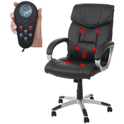 Massage-Bürostuhl MCW-A71, Drehstuhl Chefsessel, Heizfunktion Massagefunktion Kunstleder ~ schwarz