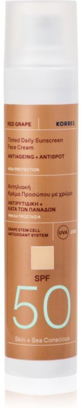 Korres Red Grape Tinted Daily Sunscreen tönende Sonnencrem zum vereinheitlichen der Hauttöne SPF 50 50 ml