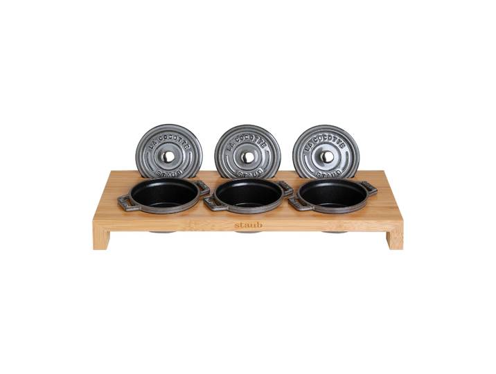STAUB Support de service Staub pour 3 mini cocottes Bambou
