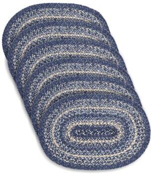 VHC Brands Great Falls Blue Jute Oval Placemat Set of 6 10x15