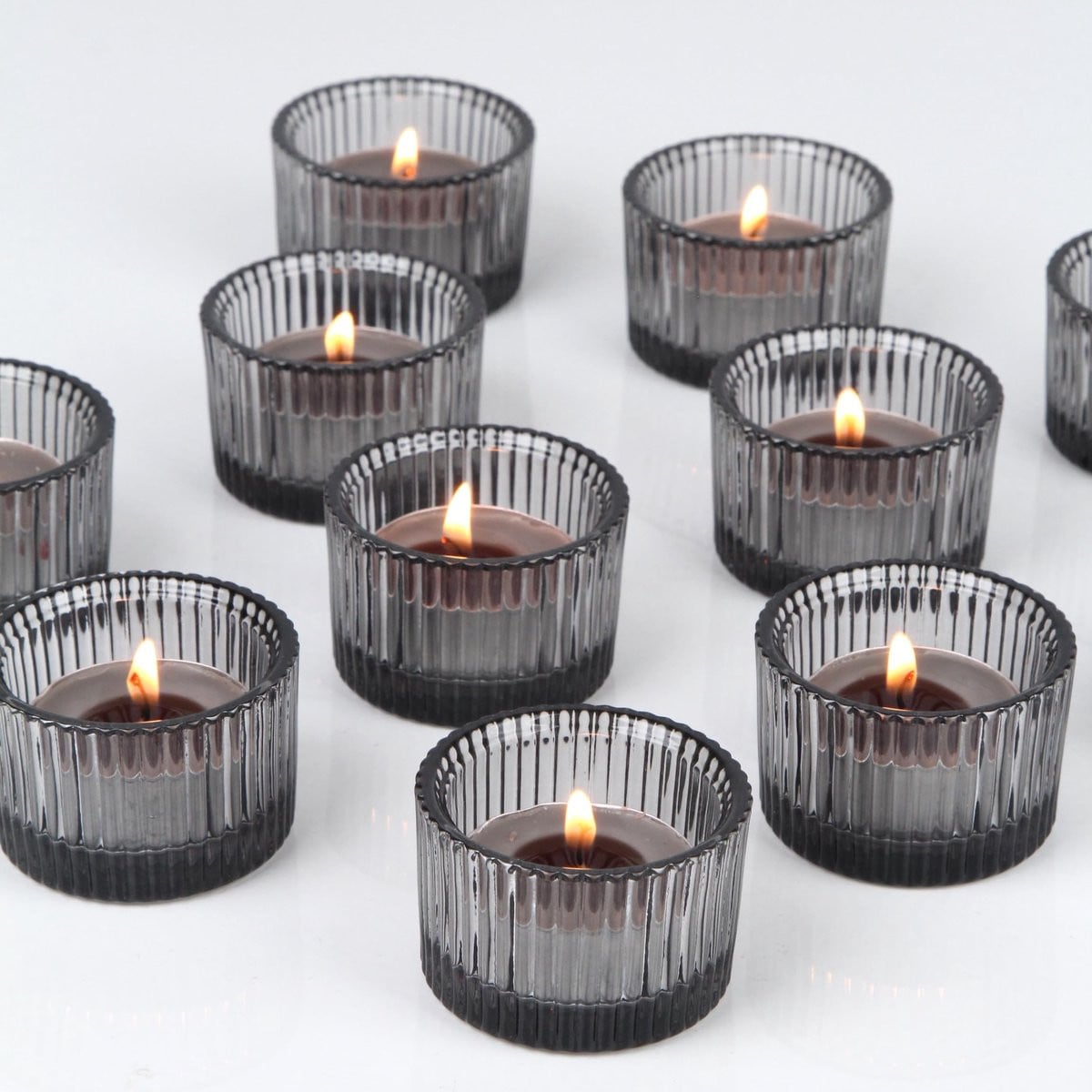 Omgoods Set van 12 Glazen Teelichthouders voor Feestelijke Decoratie