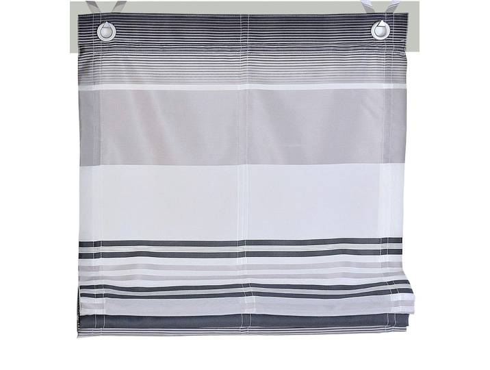 Raffrollo KUTTI Jamaica Gr. 6, grau, B:80cm H:210cm, Obermaterial: 100% Polyester, Raffrollos, Raffrollo, halbtransparent, Polyester, gewebt, Streifen, mit Edelstahlhaken