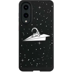 Nivocase Hülle für Samsung Galaxy S25 Edge Handyhülle NIVOcore Case Schwarz Astronaut Comic Papier (Samsung Galaxy S25 Edge), Smartphone Hülle, Schwarz