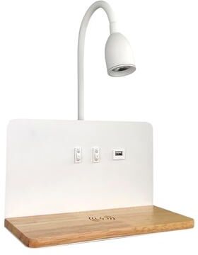Friendly Fresh Finds Modern LED Wall Lamp With USB & Wireless Charging, Rotatable Bedside Light white