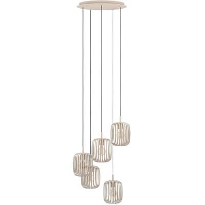 EGLO Pendelleuchte "Hängeleuchte ROMAZZINA, exkl. E27, Stahl in sandfarben, Pendellampe", beige (sandfarben), 5, Ø 50cm H: 200cm, Leuchten, Esszimmerlampe, 200x50cm, 1-flammig, modern, minimalistisch, Rondell, Pendelleuchte