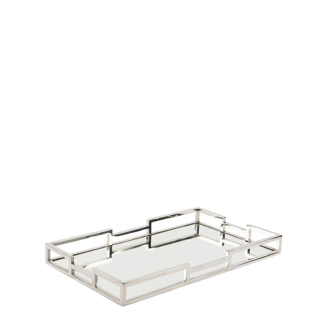 Fink Dekotablett, Silber, Metall, Glas, rund, 40x5x25 cm, Dekoration, Dekoartikel, Dekoteller & -tabletts