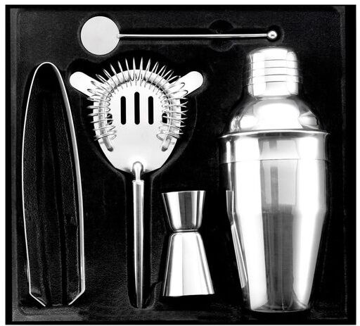 Set publicitaire cocktail shaker Natalina acier inoxydable papier polypropylène (PP) argenté