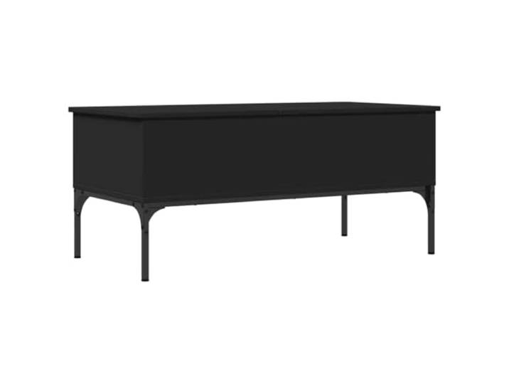 Schwarz Couchtisch 100x50x45cm mit hochklappbarer Tischplatte 2 versteckte Trennwände, verstellbare Füße, Metallrahmen, Holzwerkstoff, Sofatisch