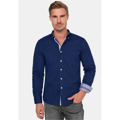 Langarmhemd RUSTY NEAL, Herren, Gr. S, EURO-Größen, blau, 97% Baumwolle, 3% Elasthan, unifarben, Hemden, mit ausgefallenen Doppel-Knöpfen