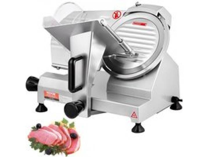 VEVOR Kommerzieller Fleisch Allesschneider 200 W, Elektrische Aufschnittmaschine Lebensmittelschneider mit 20,32 cm-Kohlenstoffstahlklinge, 0–12 mm Einstellbare Dicke für Fleisch, Käse usw.