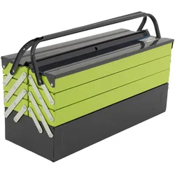 Baumarktplus Werkzeugkiste XXL 7 Fächer 53x20x27,5 cm aus Stahl lackiert klappbarer Griff  leer