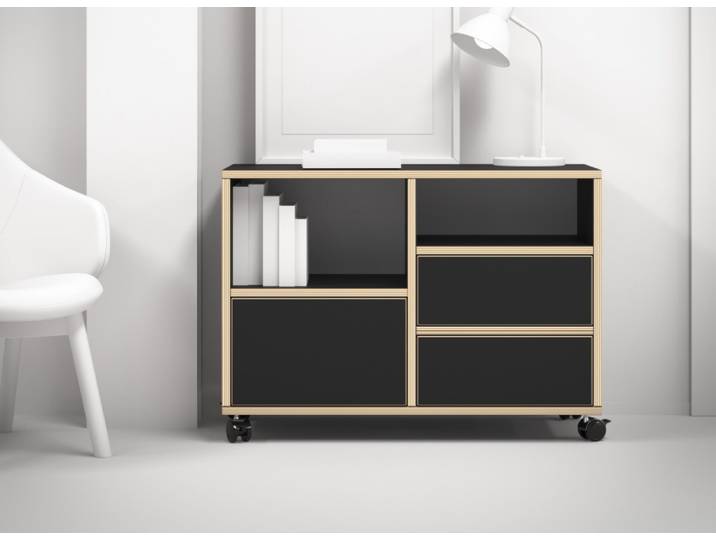 Caisson roulant sur mesure Mélaminé premium Noir Bord contre­plaqué