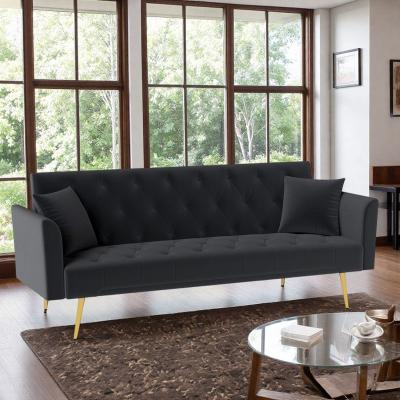"72"" Velvet 3-in-1 Convertible Sleeper Sofa with Tufted Design and 3-Level Adjustable Backrest"