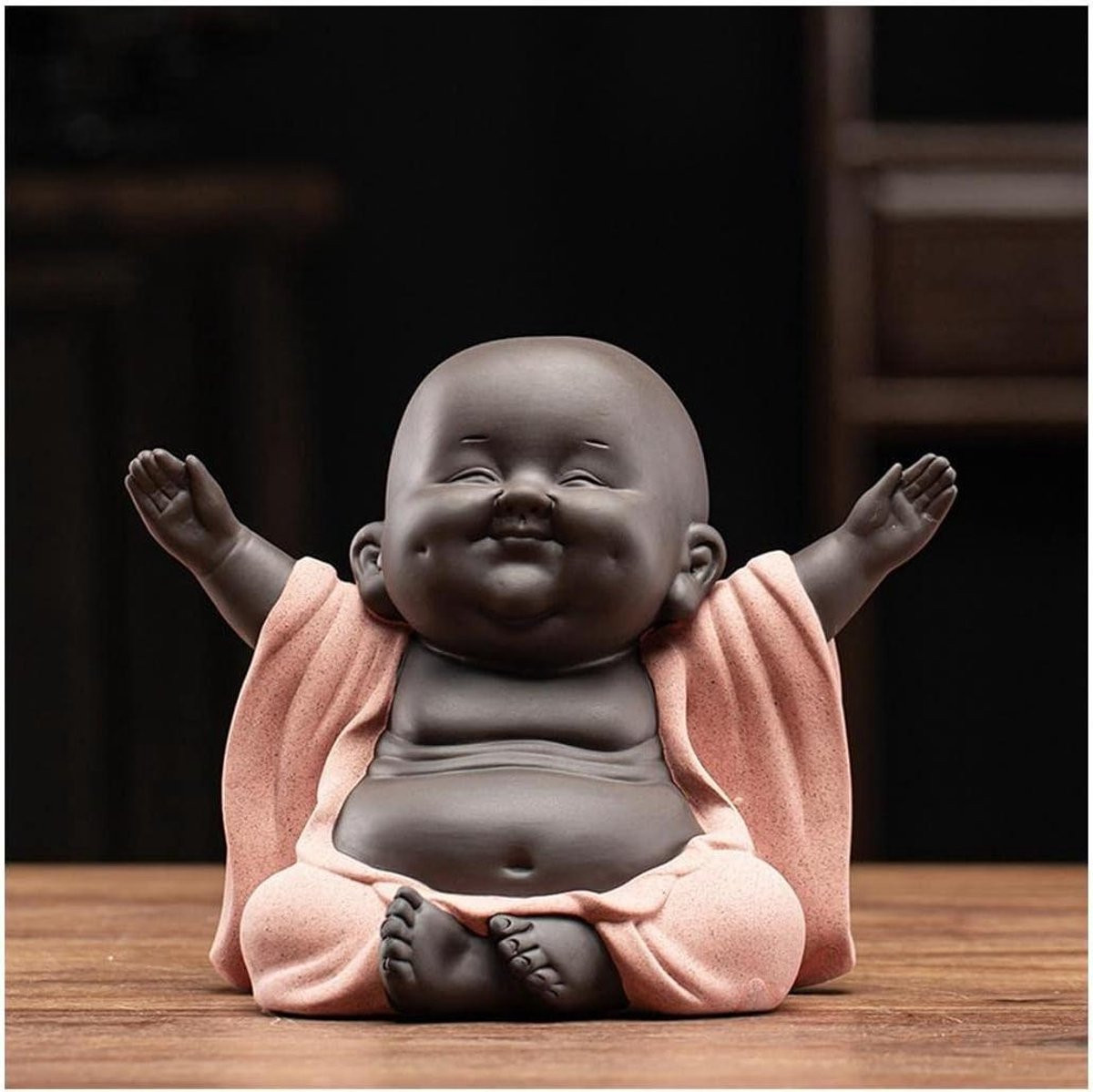 Handgemaakt Keramisch Lachende Boeddha Beeldje - Zittende Maitreya Boeddha Decoratie voor in huis