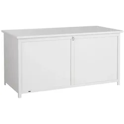 Gartentruhe Hide aus Aluminium, modern, Weiß, 177x85 cm, mit Gasdruckfeder-Deckel