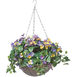 KUNSTBLUMEN Stiefmütterchen in Blumenampel, 60 cm