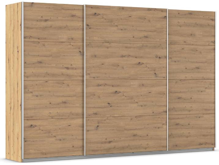 Schwebetürenschrank, Holzwerkstoff, Eiche Artisan, 315×210×62 cm, Mit 6 Einlegeböden & 4 Kleiderstangen, Klassisch, Rauch