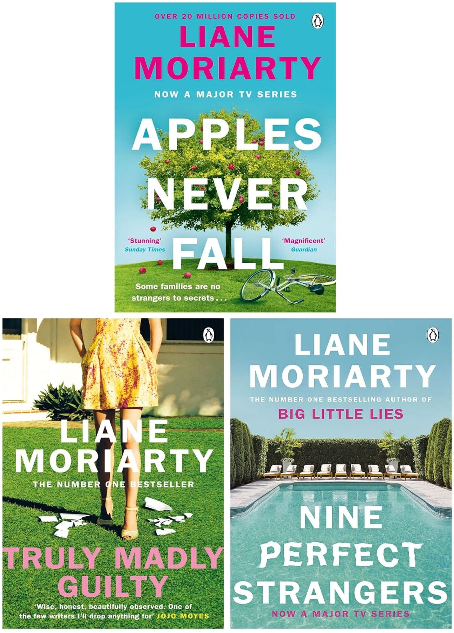 Liane Moriarty Collection (Truly Madly Guilty, Nine Perfect Strangers & Apples Never Fall) 3 Books Set - Fiction - Paperback Penguin Random House