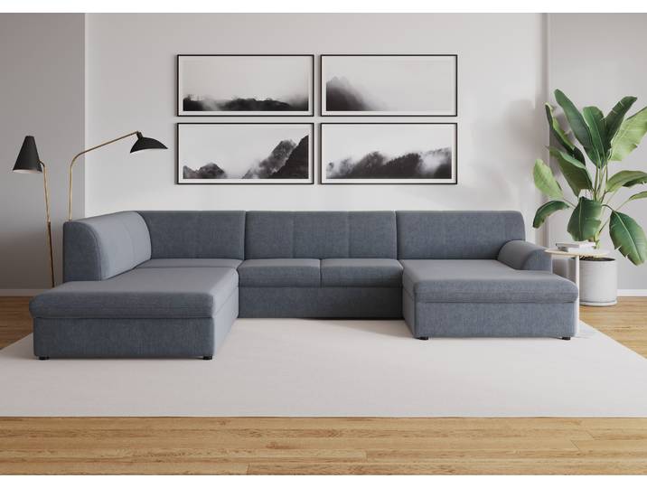 Wohnlandschaft DOMO COLLECTION Topper, elegant & zeitlos, Breite 320cm, komfortabel, U-Form , grau (dunkelgrau), B:320cm H:78cm T:213cm, Sofas, Wohnlandschaft, wahlweise mit Bettfunktion