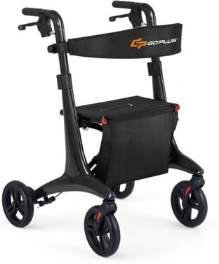Costway Foldable Rollator Rolling Walker with Seat for Seniors-Black