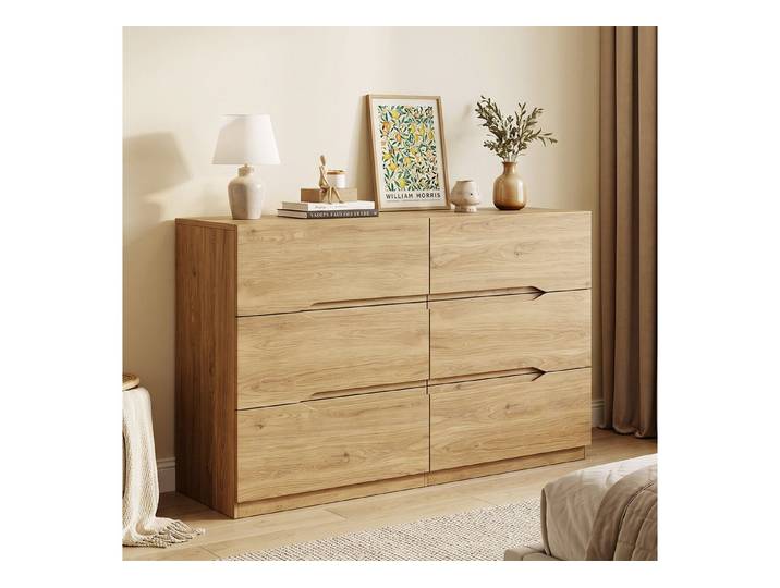 SVEYLXA Kommode Moderne 6-Schubladen Kommode mit griffloser Front (1 St), 120×20×70cm, natur
