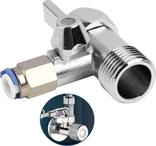 Chrome T-stop kraanadapter 1/2 x 1/2 x 3/8 inch voor waterfilter en omgekeerde osmose systemen