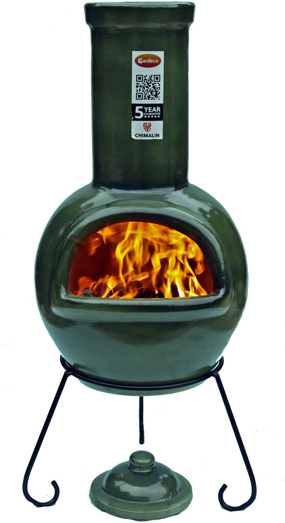 Gardeco Sempra Advanced Fire Clay Chimenea Glazed Green Glazed Green 105cm H X 43.6cm W X 43.6cm D
