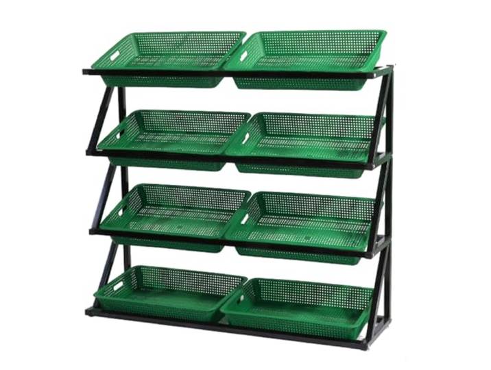 gemüseregal Supermarkt-Regale Kommerzieller Supermarkt-Obst-Gemüse-Regal-Organizer, 43 Zoll großes Einzelhandelskorb-Aufbewahrungsregal für Snacks, Kartoffeln, Zwiebeln, Convenience-Store-Display mit