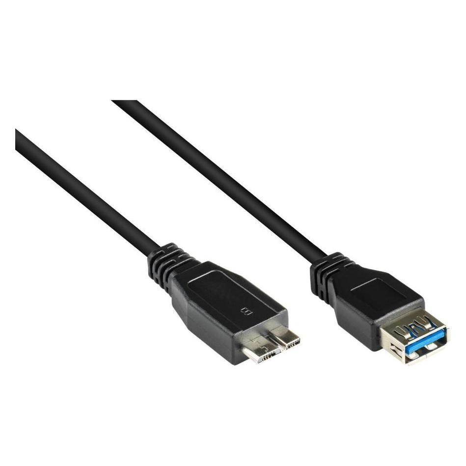 Good Connections Adapterkabel USB 3.0 OTG (On-the-go), Micro Stecker B an Buchse A, schwarz, 0,1m (0.10 m, USB 3.2 Gen 1) (2711-OTG)
