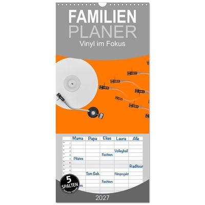 Familienplaner 2027 - Vinyl im Fokus mit 5 Spalten (Wandkalender, 21 x 45 cm) CALVENDO