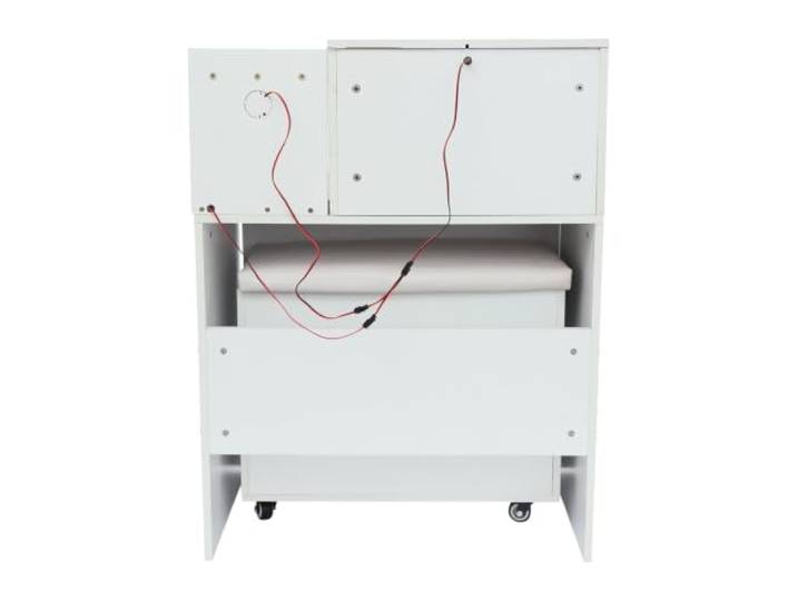 Schminktisch mit Spiegel und Hocker, beleuchtet, kompakt mit Staufächern Integrierte kabellose Ladefläche und Steckdose für elektronische Geräte