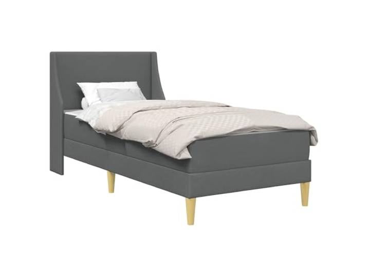 HBBMGYD Bettgestell mit Matratze, 90 x 190 cm, grau, Polyester, mit Abnehmbarer Bezug mit Reißverschluss, Lattenrost aus Holz, Aufbewahrung unter dem Bett, spitz zulaufende Füße