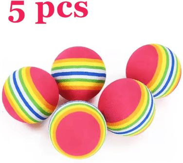 Inspire Picks Rainbow Bounce EVA Rattle Ball Toy Set For Cats And Dogs 5pcs l