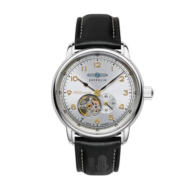 Automatikuhr ZEPPELIN "Méditerranée", schwarz (schwarz, silberfarben), Armbanduhren, Herren, silberfarben, Automatikuhr, Armbanduhr, Herrenuhr, Made in Germany, Mechanische Uhr, Lederarmband