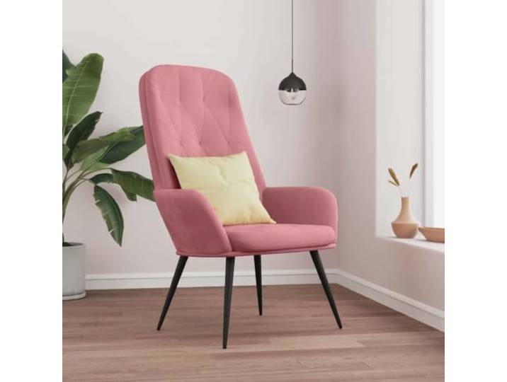 HEFZGDB Relaxsessel Rosa Samt mit Metallgestell und dekorativen Details für Esszimmer, bequemer Sessel aus weichem Samtstoff für Stabilität und stilvolles Ambiente