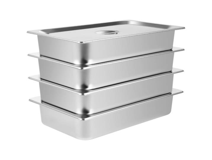 HOARLICN 4 Stück Réchaud Speisenwärmer, Edelstahl Warmhaltebeh Nyeter Mit Deckel Gastronormbeh Nyeter Edelstahl