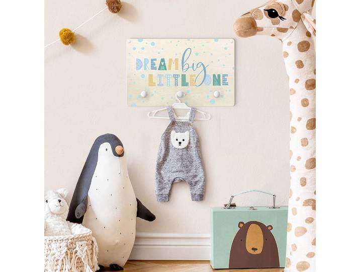Patère pour enfants Dream Big Little One 40 x 25 x 1cm Bleu/Turquoise/Bleu clair