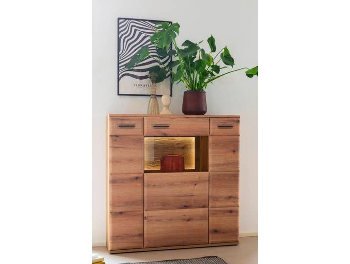 Highboard Naxos , Eiche Evoke , mit LED Bandbeleuchtung