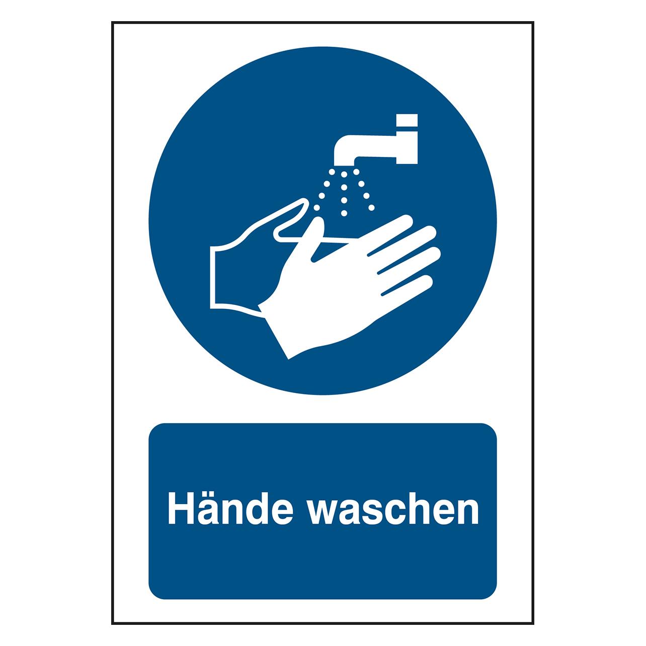 Brady B-862, Toughwash-Gebotsschild, M011 - Hände waschen, Polyester, Weiss auf Blau, 297 x 420 mm (199571)