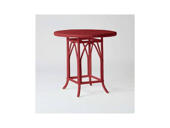 Table rotin laqué rouge rubis