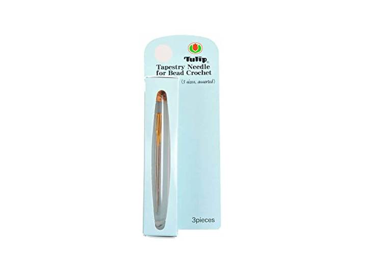 Tulip tapestry needle for bead crochet, silver and gold finish, 1 piece
