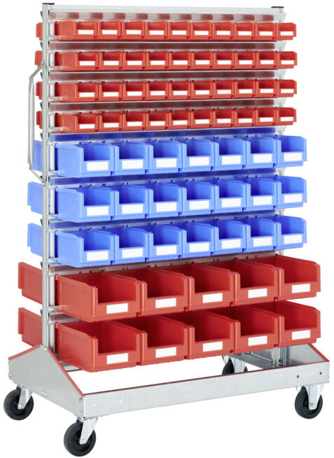 Racks mobiles p 710 Racks mobiles galvanisés Bito bacs bleu et rouge (13423)