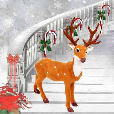 Snug & Styled Enchanted Faux Fur Reindeer Figurine Festive Christmas Tabletop Decoration Size: 21*15.5*5.5cm