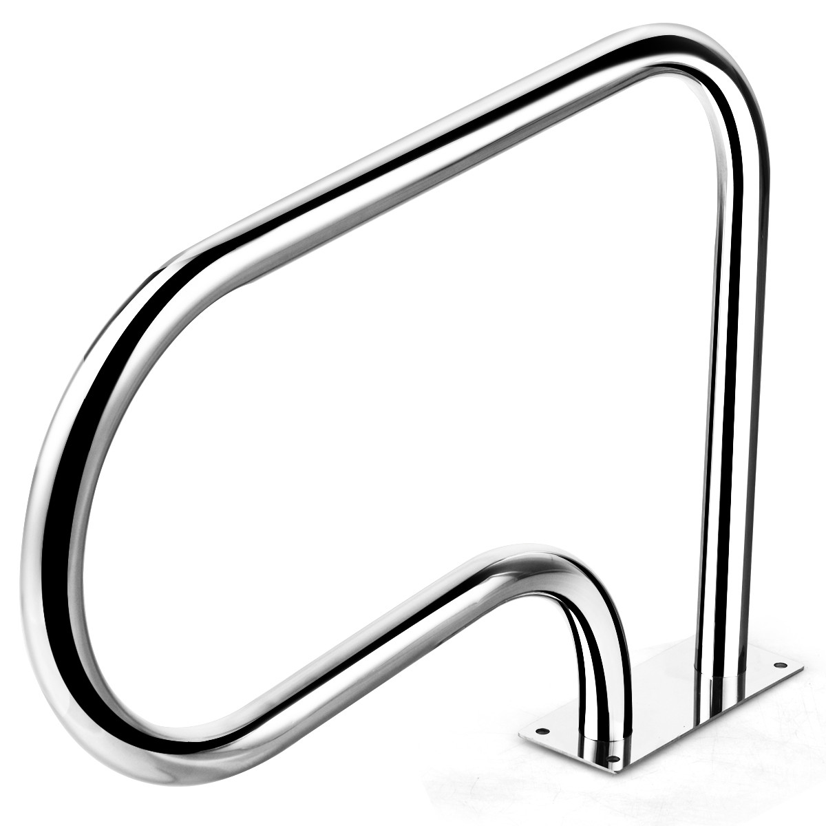 Costway RVS zwembadtrap met handgreep, inbouwladder voor zwembad, zilver