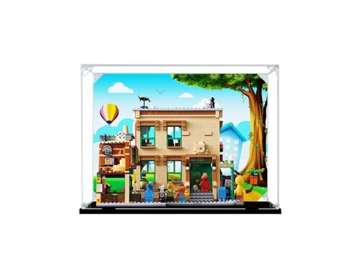 TRUSTFAR Acryl Staubdichte Vitrine Entworfen für LE-GO 21324 Sesamstraße Bausteinmodell, Transparente Box, Displaybox Kompatibel mit Le-go 21324.(Kein Modell) (Hintergrund4)