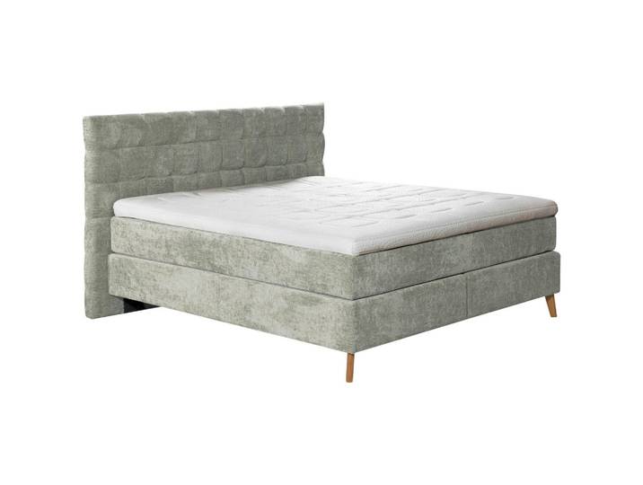 Esposa Boxspringbett, Hellgrün, Holz, Eiche, massiv,vollmassiv, H2 + H3, 7-Zonen, Höhe ca. 72 cm, 160x200 cm, Bezug mit Silberionen antiallergisch, Holzmöbel, Holzbetten, Boxspringbetten Holz
