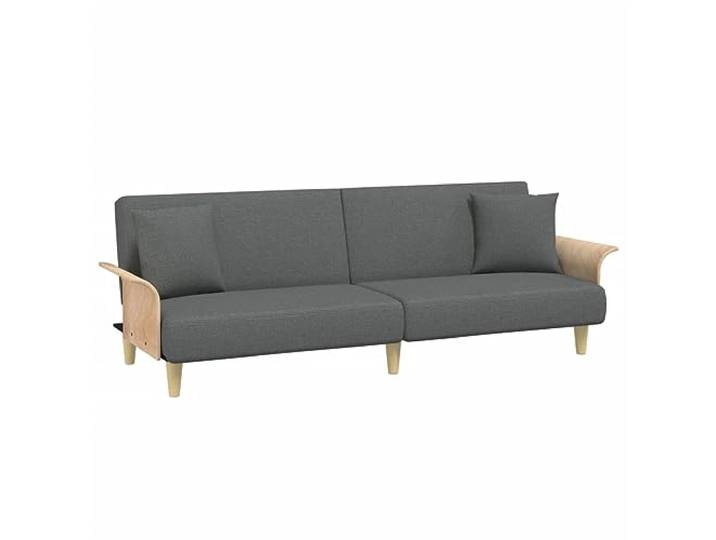 Todiikf Schlafsofa mit Armlehnen Klappbar Dunkelgrau 224x89x70cm Stoff Praktische Couch für Wohnzimmer und Gästezimmer mit verstellbarer Rückenlehne inklusive zwei bequemen Kissen.